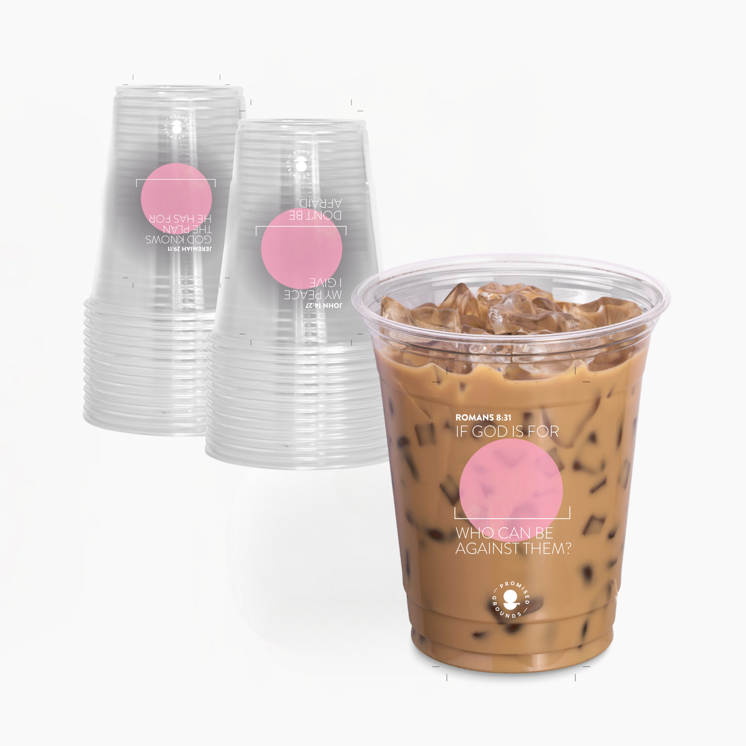 16oz Pink Plastic Scripture Cups (25-Pack)
