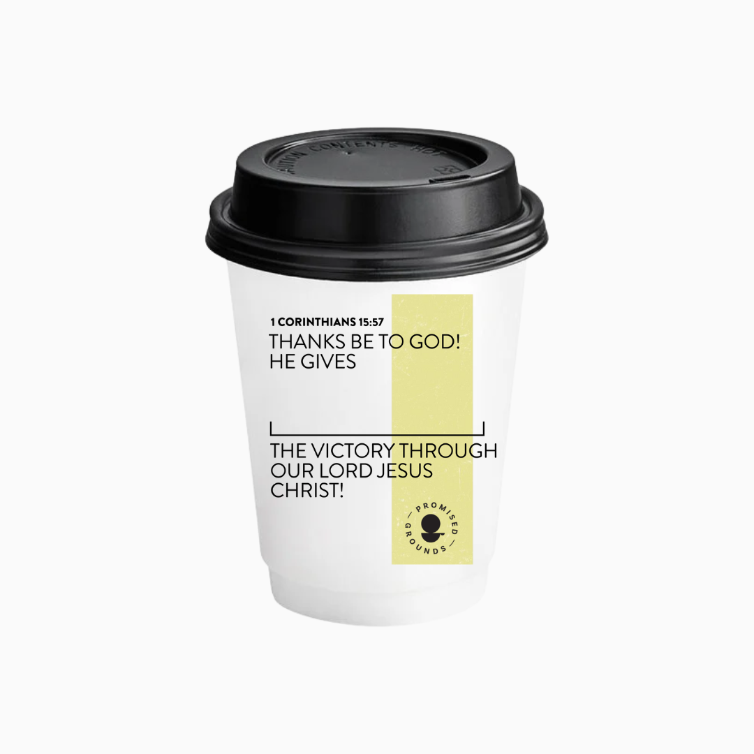 200 Yellow Scripture Coffee Cups - Double Walled Paper Cups & Lids 12oz (Yellow Edition)