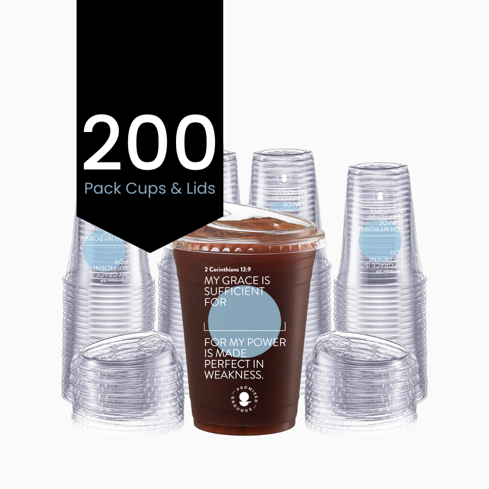 200 Blue Plastic Scripture Cups & Lids 16oz (Blue Edition)