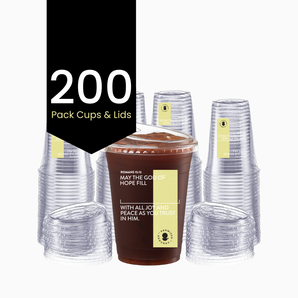 200 Yellow Plastic Scripture Cups & Lids 16oz (Yellow Edition)