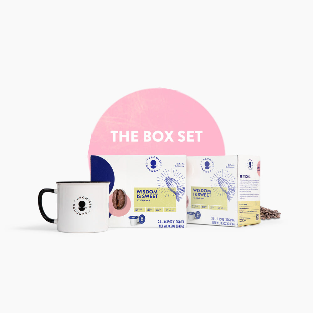 the box set: 48 wisdom is sweet | med dark roast coffee pods