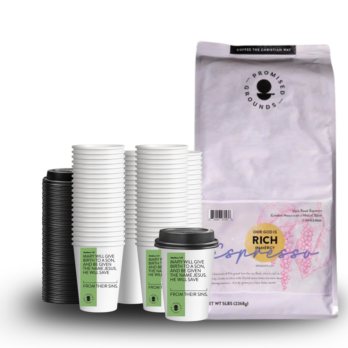 Christmas Church Brew Bundle – Bulk 5lb Coffee & 200 Hot Cups
