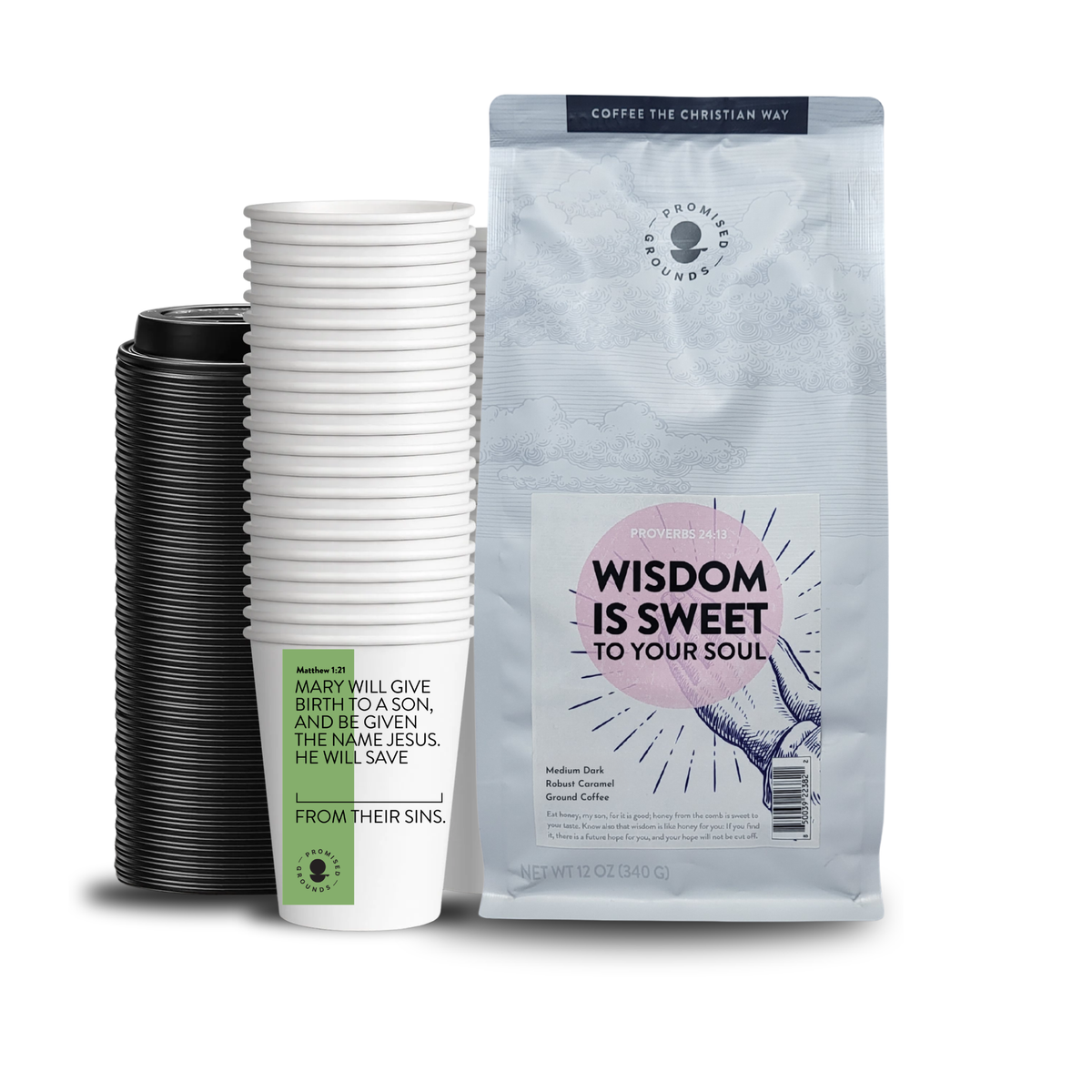 REJOICE - Christmas Hot Bundle 12oz Coffee & 25 hot Cups