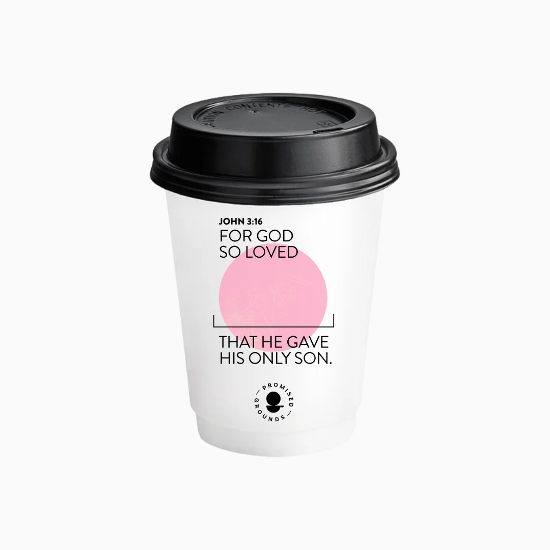 200 Pink Scripture Coffee Cups - Double Walled Paper Cups & Lids 12oz (Pink Edition)