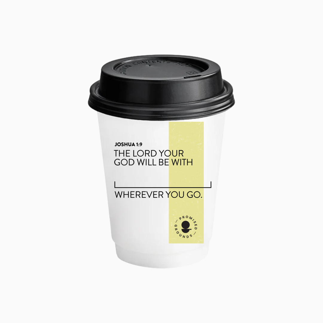 Scripture Coffee Cups – 25 Personalized Yellow Scripture Coffee Cups