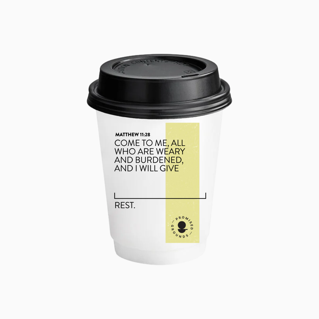 200 Yellow Scripture Coffee Cups - Double Walled Paper Cups & Lids 12oz (Yellow Edition)