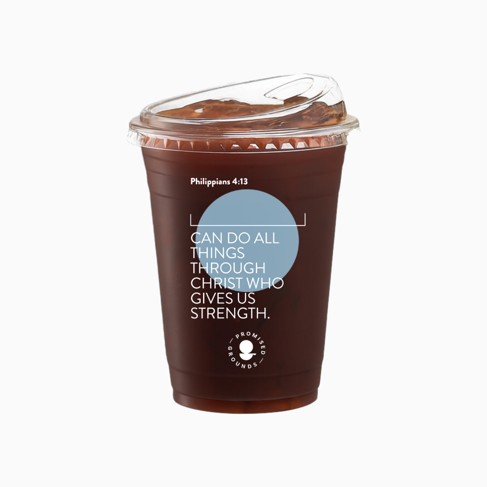 50 Blue Plastic Scripture Cups & Lids 16oz (Blue Edition)