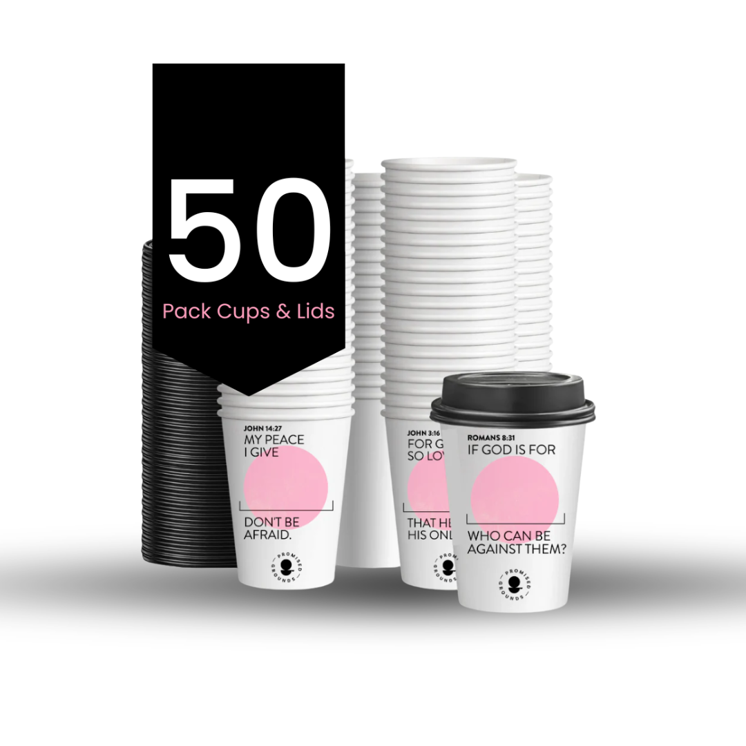 Pink Paper Scripture Cups & Lids - Promised Grounds