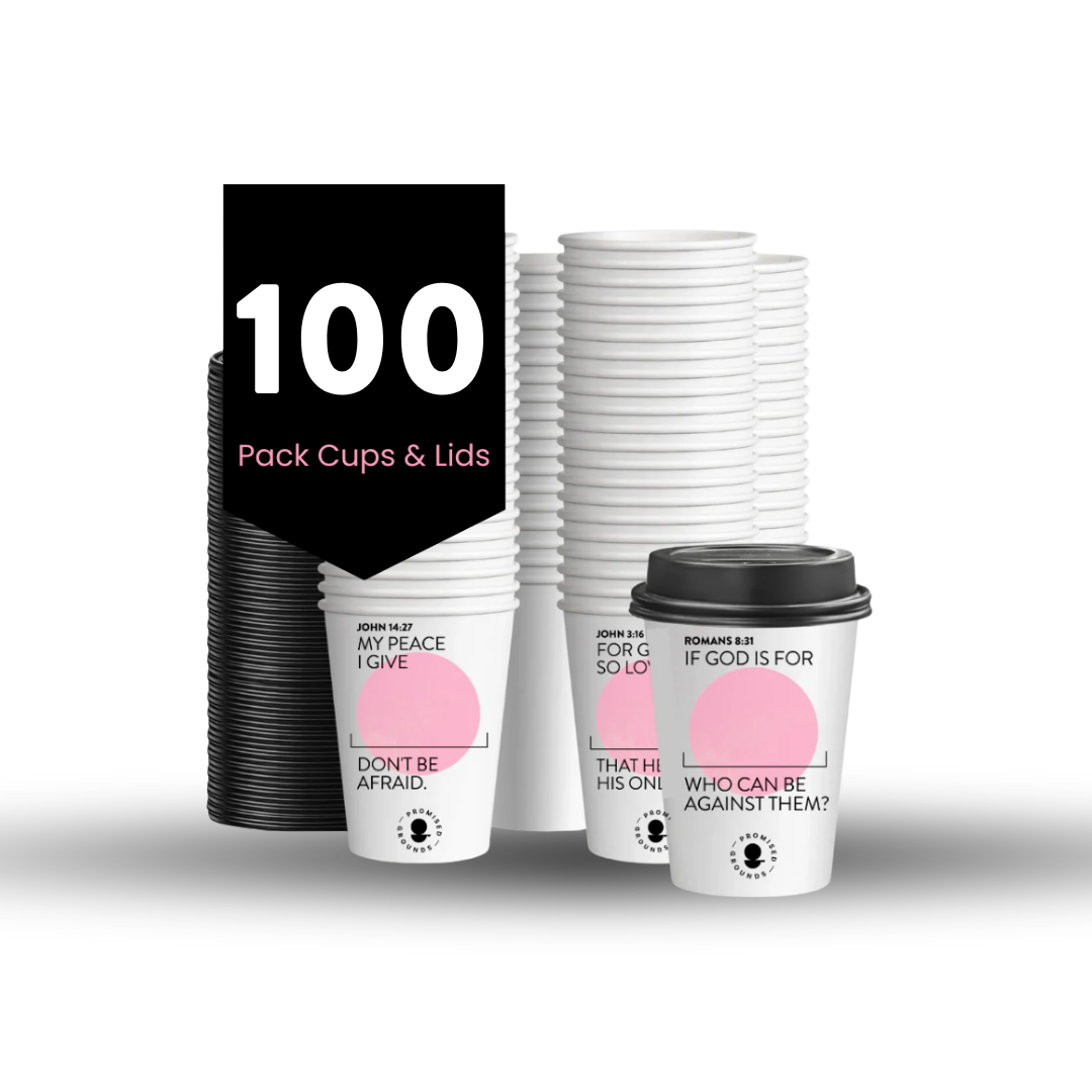 Pink Paper Scripture Cups & Lids - Promised Grounds
