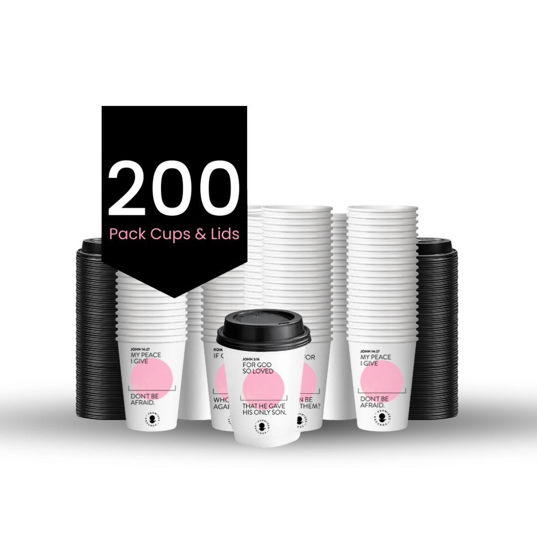Pink Paper Scripture Cups & Lids - Promised Grounds