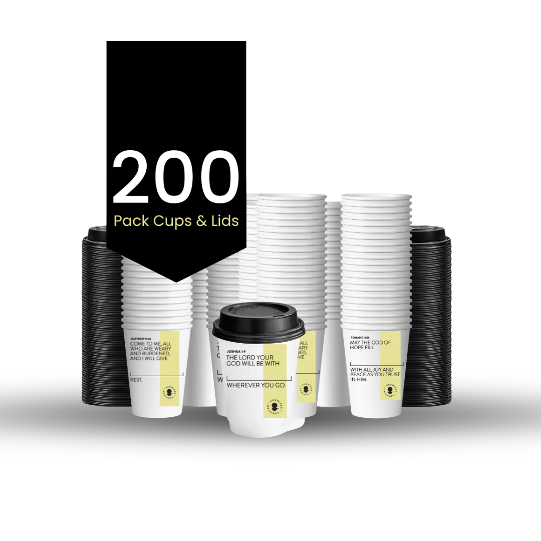 Yellow Paper Scripture Cups & Lids - Promised Grounds