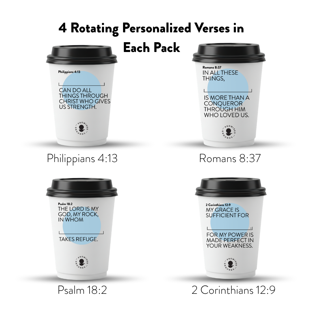 Blue Paper Scripture Cups & Lids - Promised Grounds