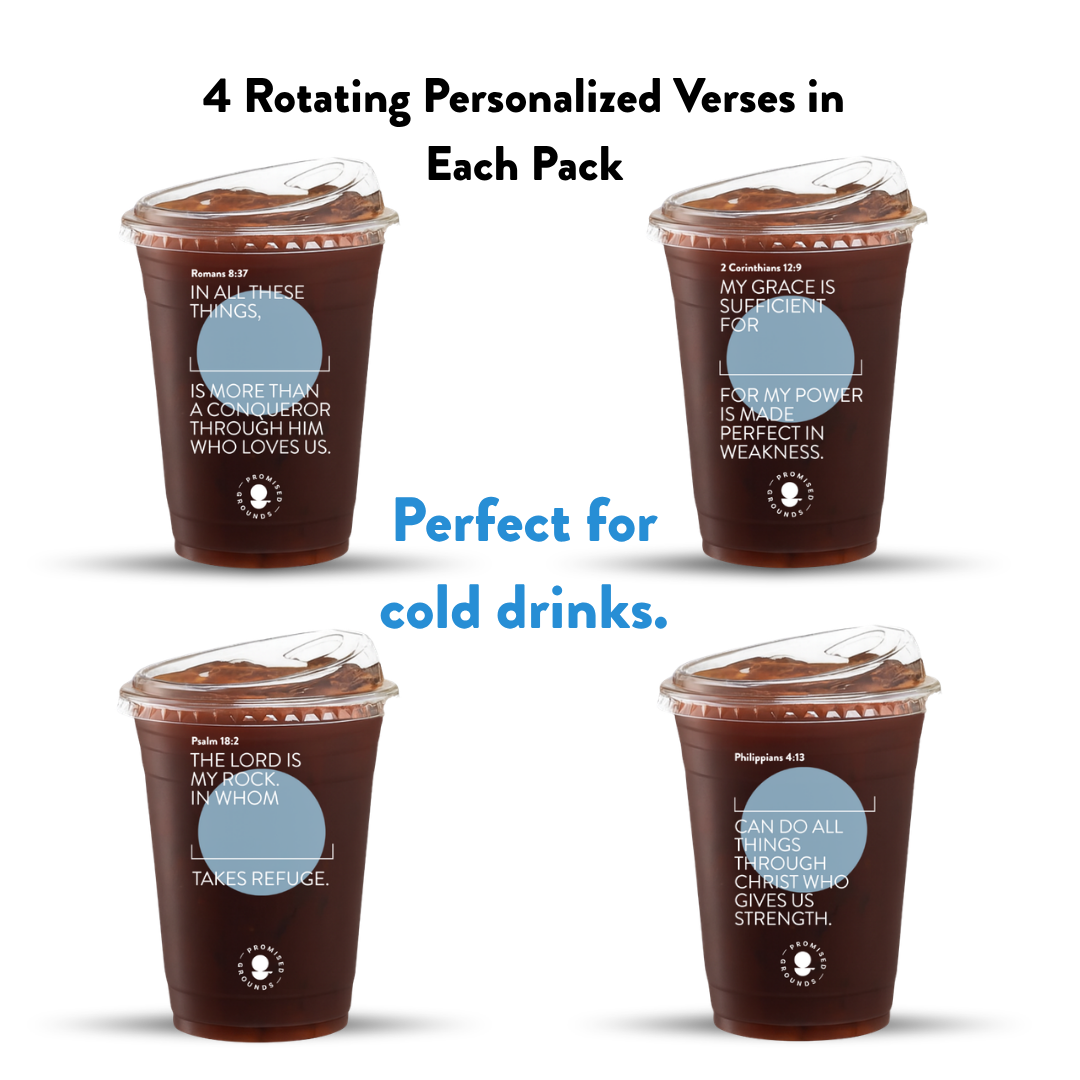 Blue Plastic Scripture Cups & Lids - Promised Grounds