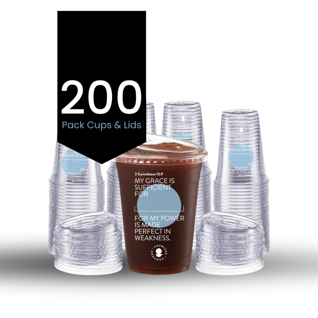 Blue Plastic Scripture Cups & Lids - Promised Grounds