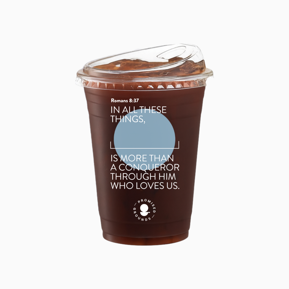 50 Blue Plastic Scripture Cups & Lids 16oz (Blue Edition)