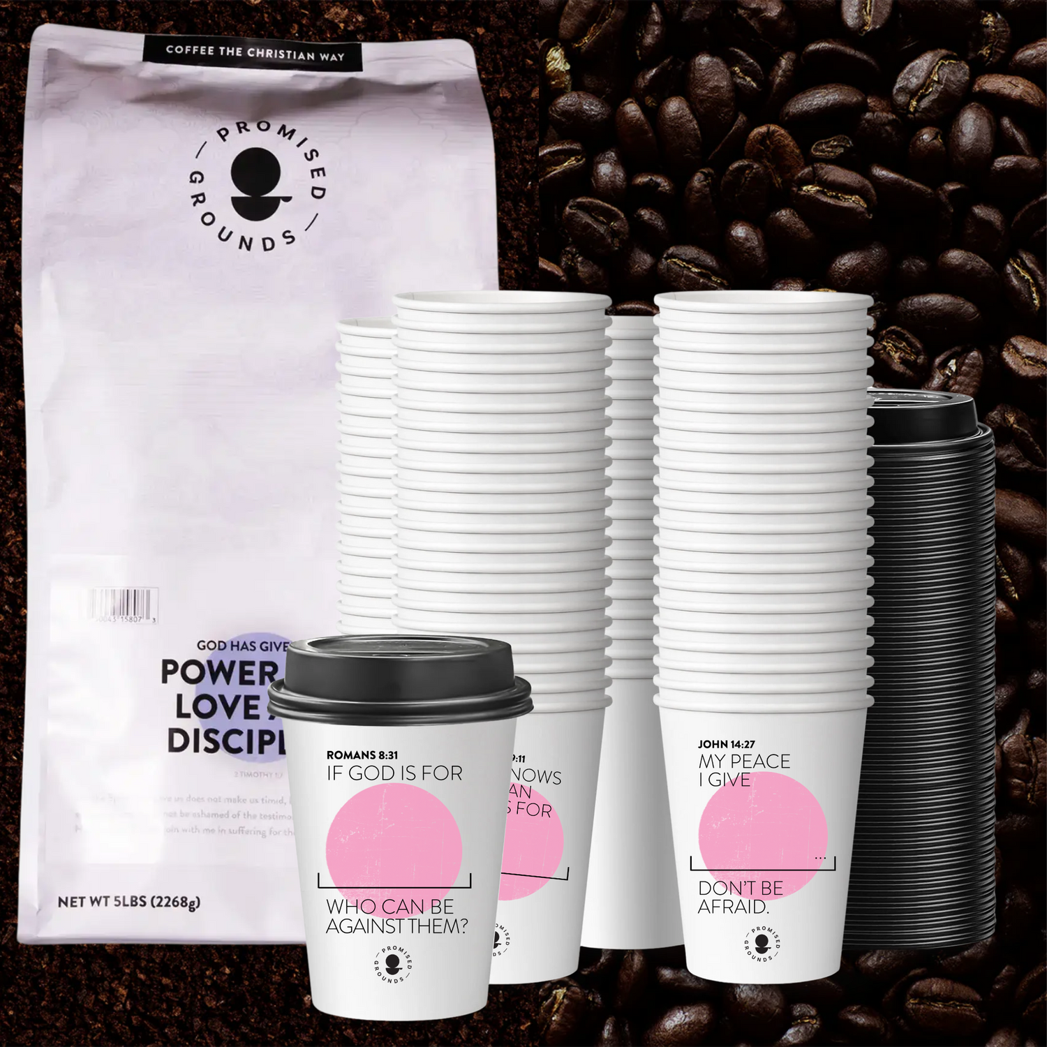 Church Brew Bundle – Bulk 5lb Coffee & Cups with a Calling (Pink Paper Cups) - Promised Grounds