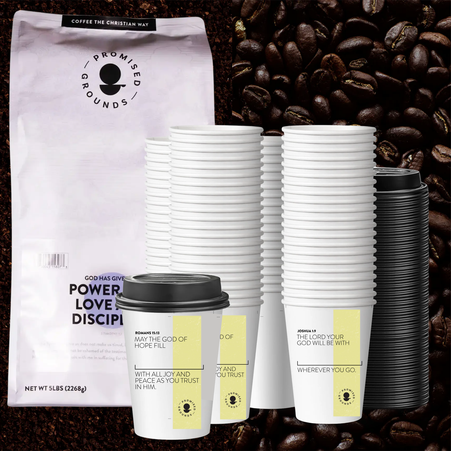 Church Brew Bundle – Bulk 5lb Coffee & Cups with a Calling (Yellow Paper Cups) - Promised Grounds