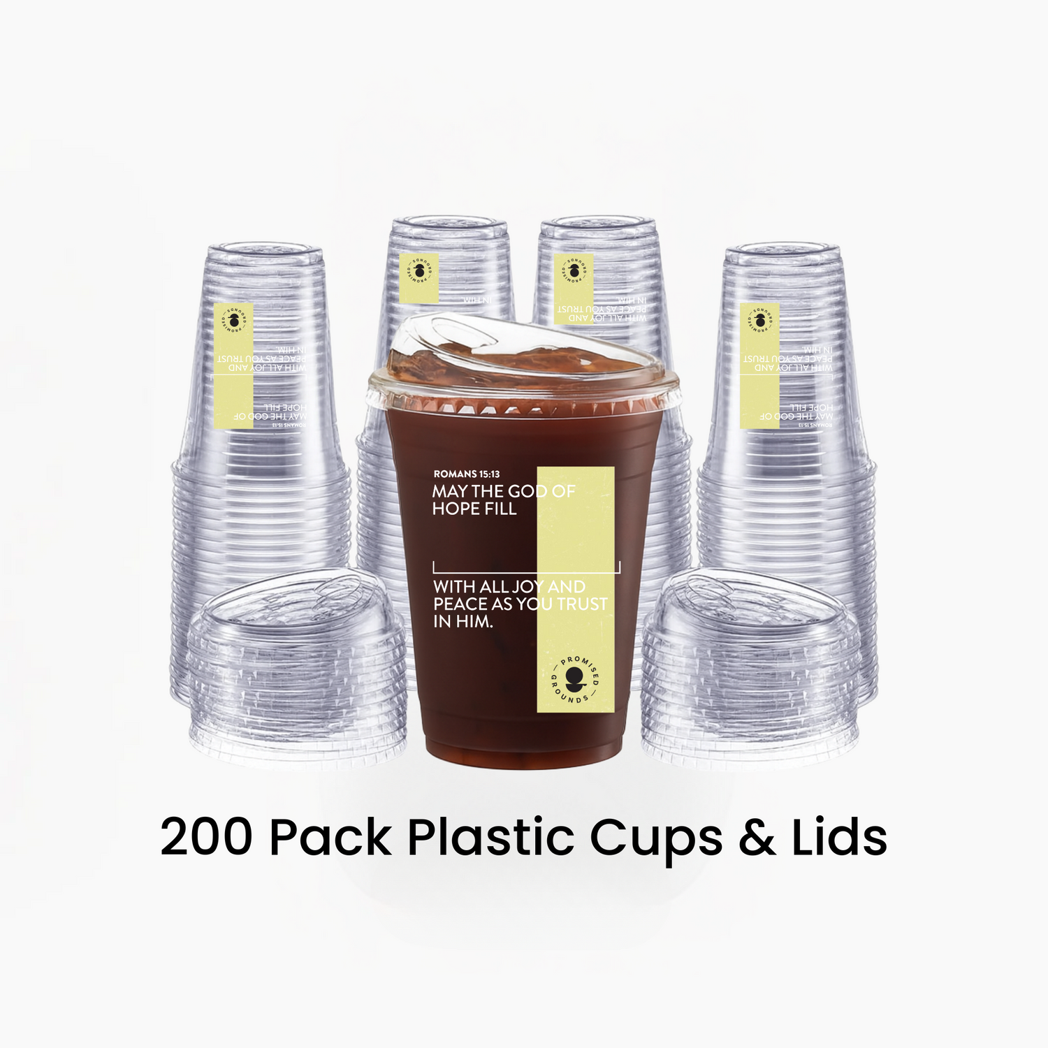 16oz Yellow Plastic Scripture Cups & Lids (200-Pack)