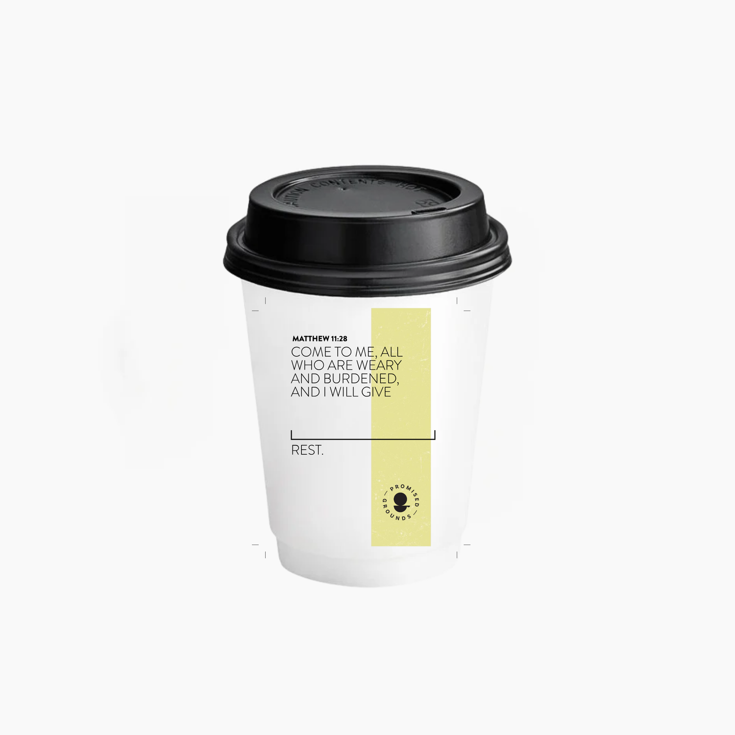 Scripture Coffee Cups – 25 Personalized Yellow Scripture Coffee Cups