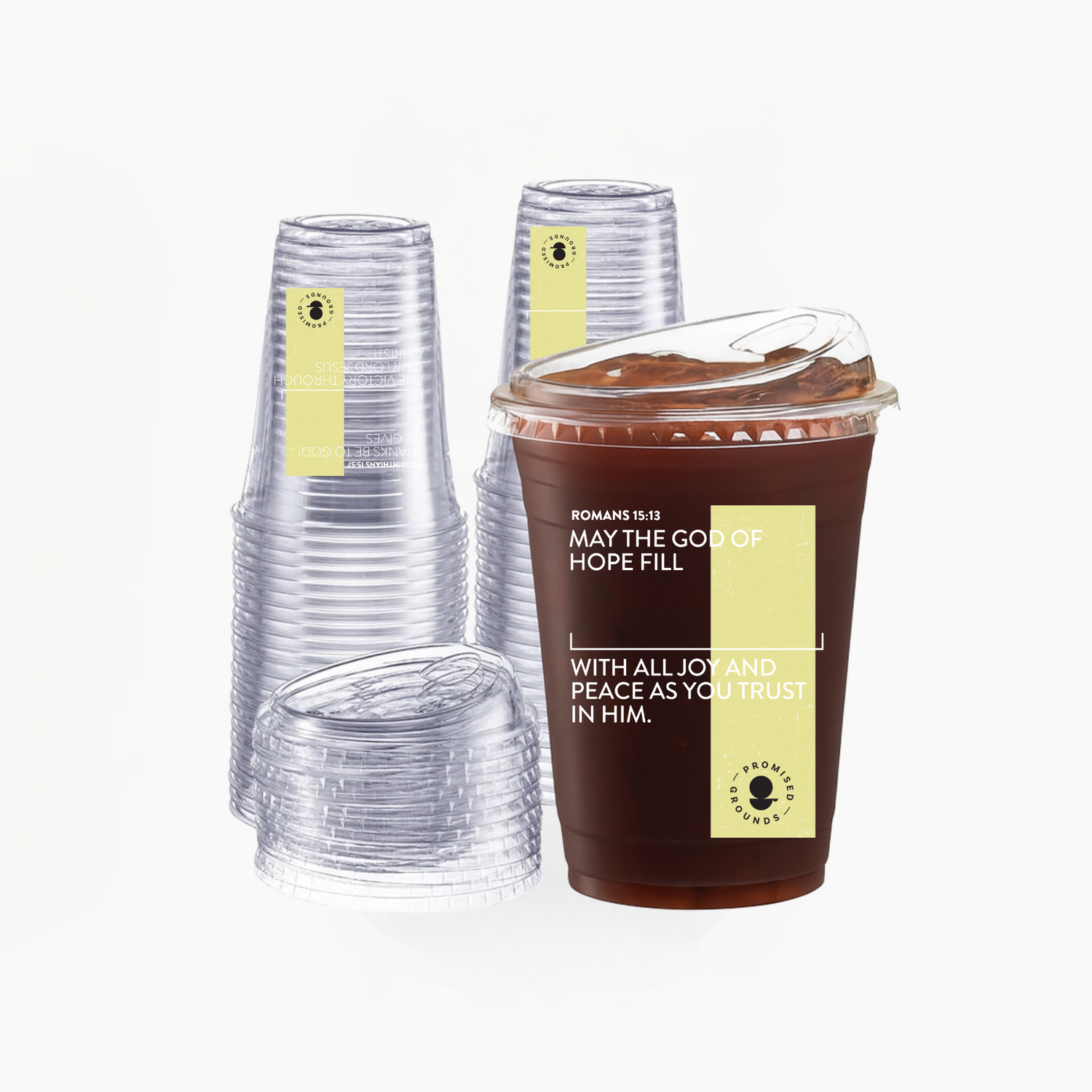 16oz Yellow Plastic Scripture Cups & Lids (25-Pack)