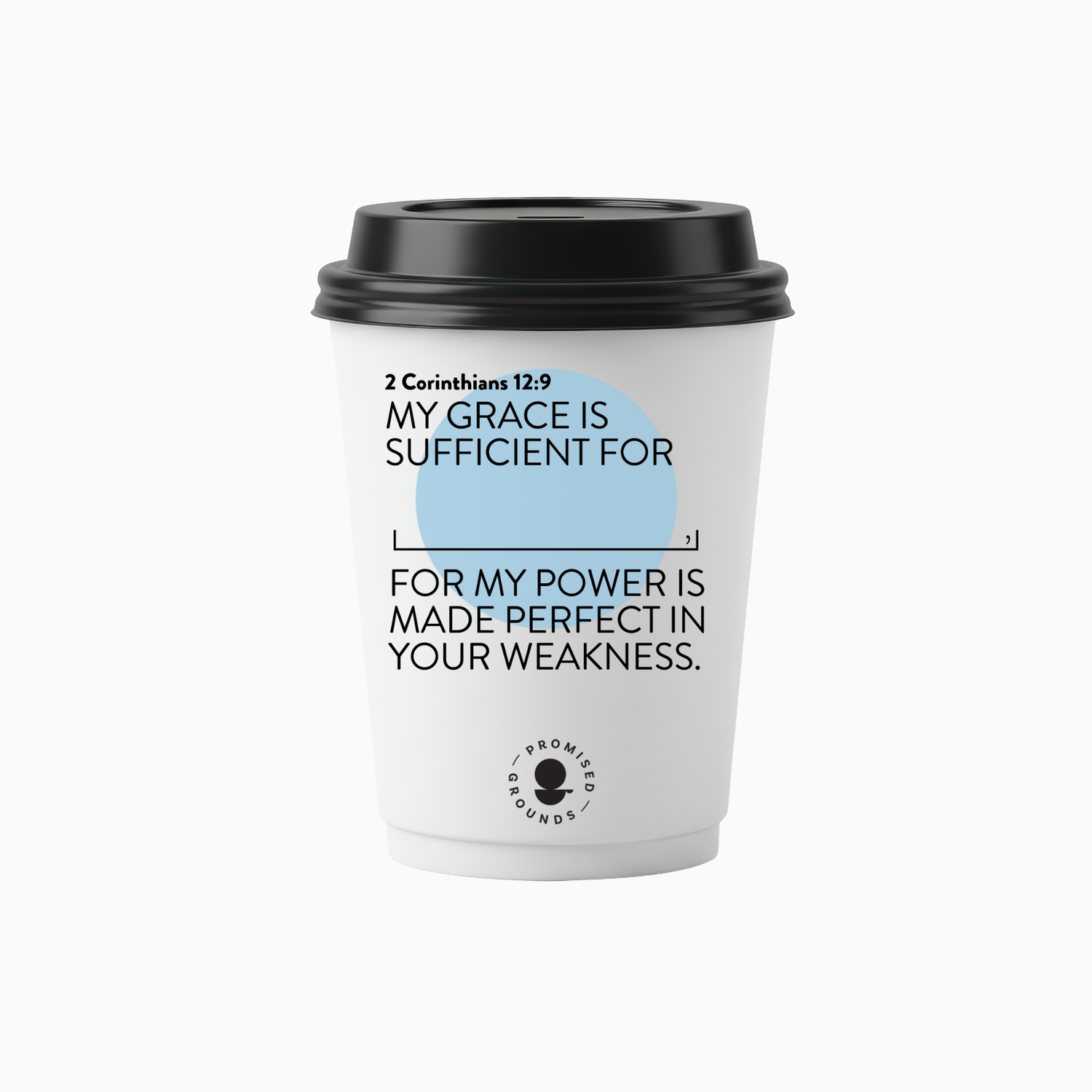 25 Blue Scripture Coffee Cups - Double Walled Paper Cups & Lids 12oz (Blue Edition)