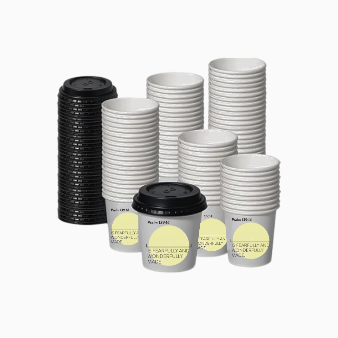 Mini Scripture Coffee Cups – 50-Pack “Fearfully & Wonderfully Made” Edition (4oz)