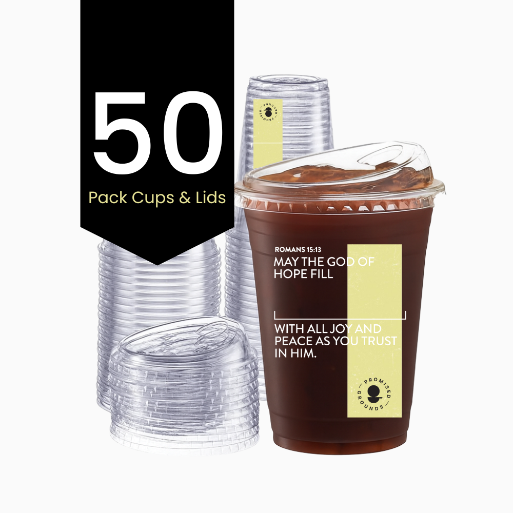 50 Yellow Plastic Scripture Cups & Lids 16oz (Yellow Edition)