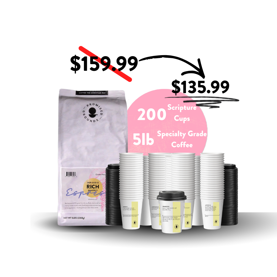 Church Brew Bundle –  Bulk 5lb Coffee & Cups with a Calling (Yellow Paper Cups) - Promised Grounds