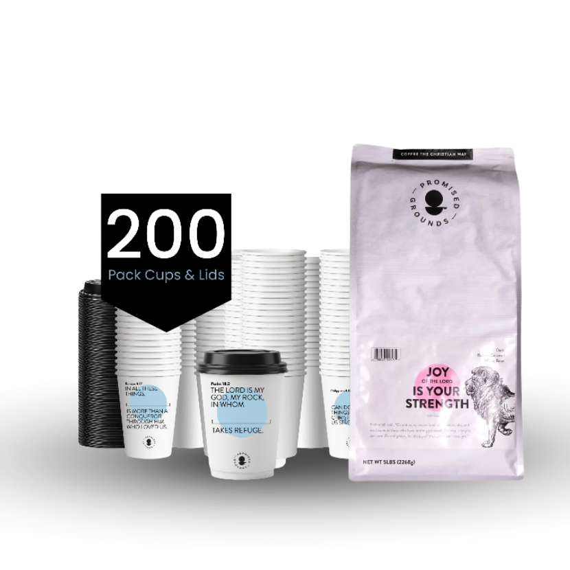 Church Brew Bundle –  Bulk 5lb Coffee & Cups with a Calling (Blue Paper Cups)