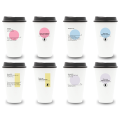 All four Everlasting Series reusable Bible verse cups in pink, blue, yellow, and grey