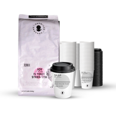Church Brew Bundle – Bulk 5lb Coffee & Cups with a Calling (Grey Paper Cups) - Promised Grounds