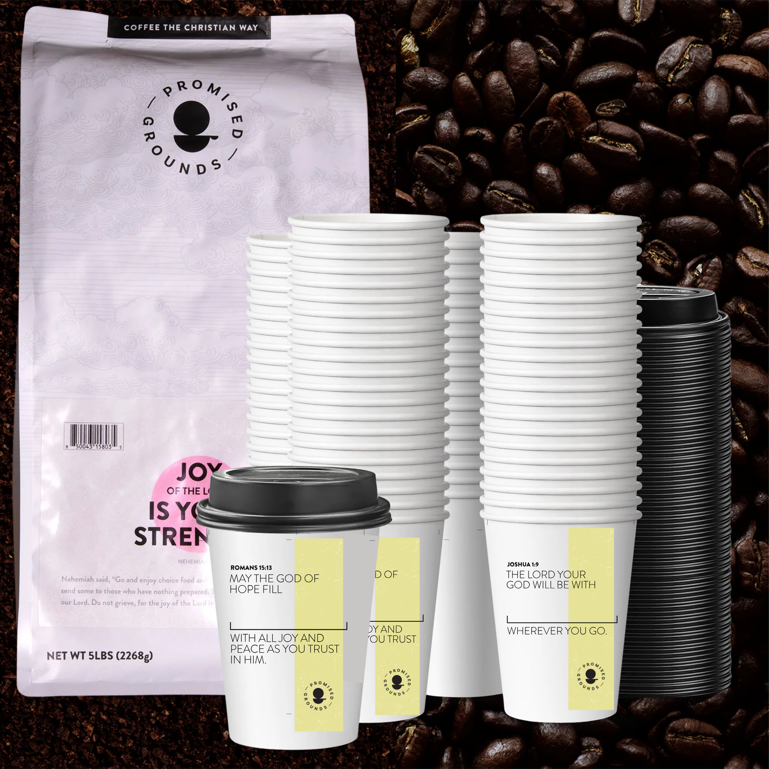 Church Brew Bundle –  Bulk 5lb Coffee & Cups with a Calling (Yellow Paper Cups)