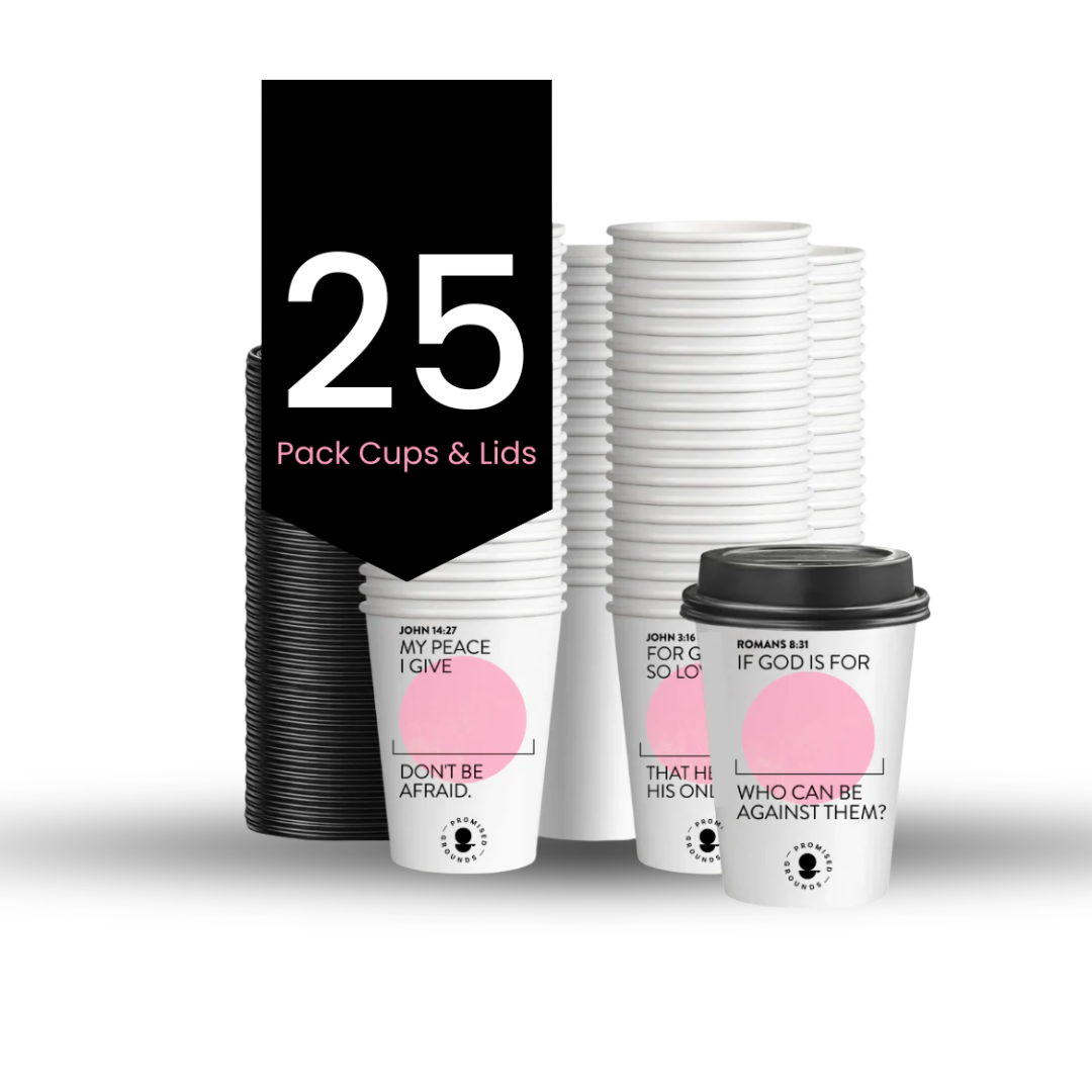 Pink Paper Scripture Cups & Lids - Promised Grounds