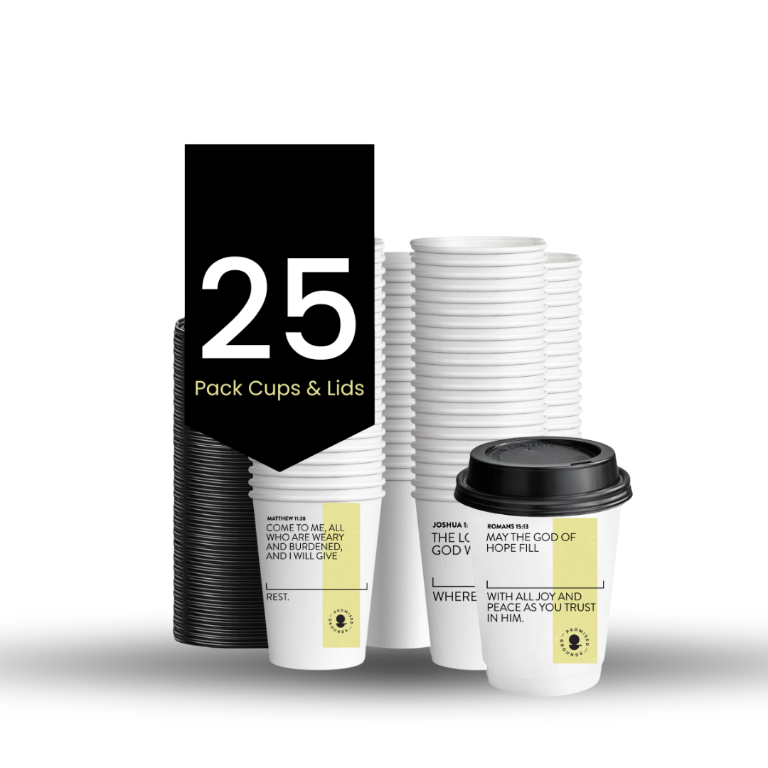 Yellow Paper Scripture Cups & Lids - Promised Grounds