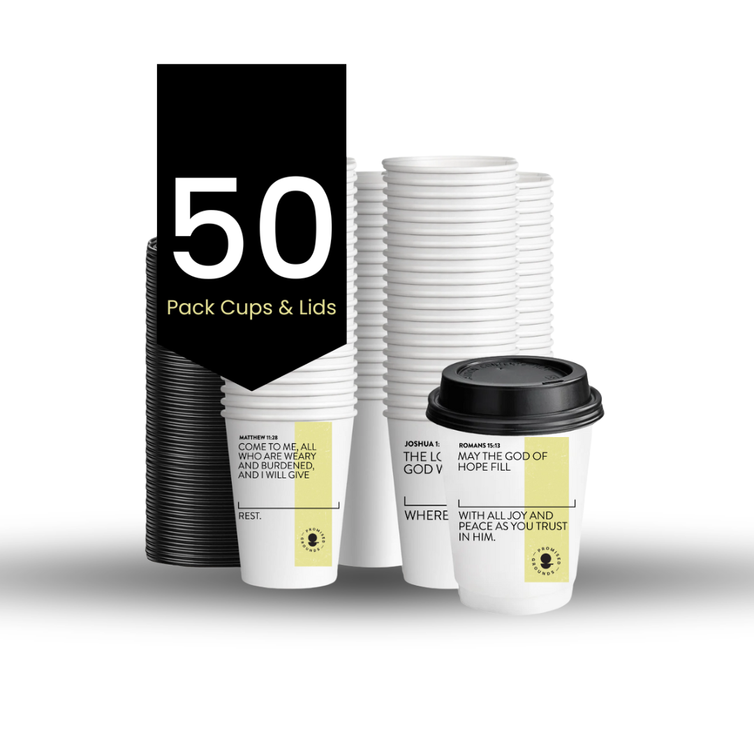 Yellow Paper Scripture Cups & Lids - Promised Grounds