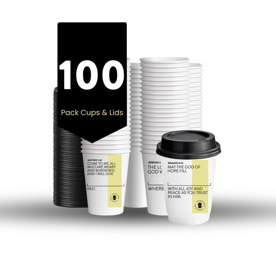 Yellow Paper Scripture Cups & Lids - Promised Grounds