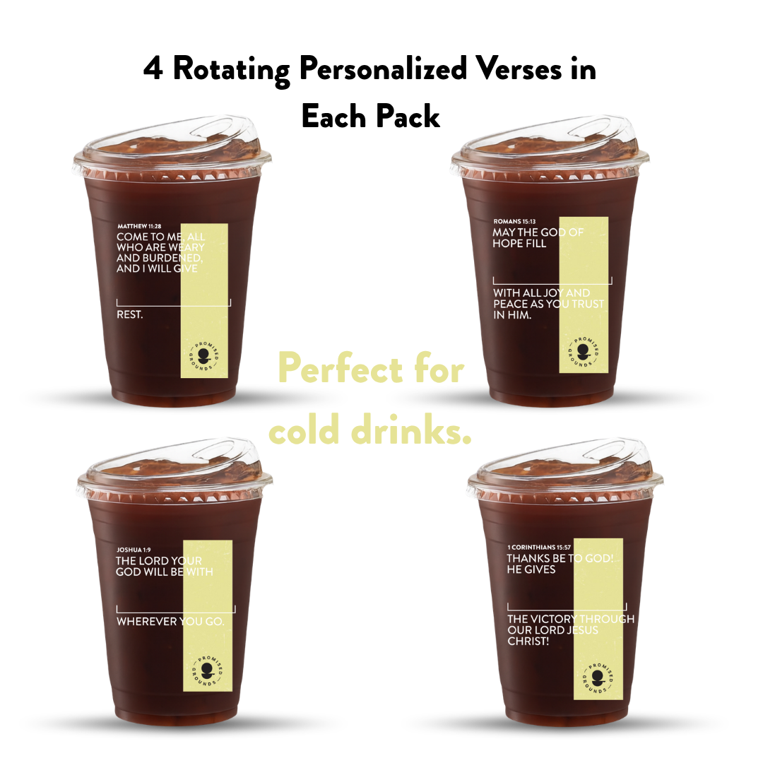 Yellow Plastic Scripture Cups & Lids - Promised Grounds