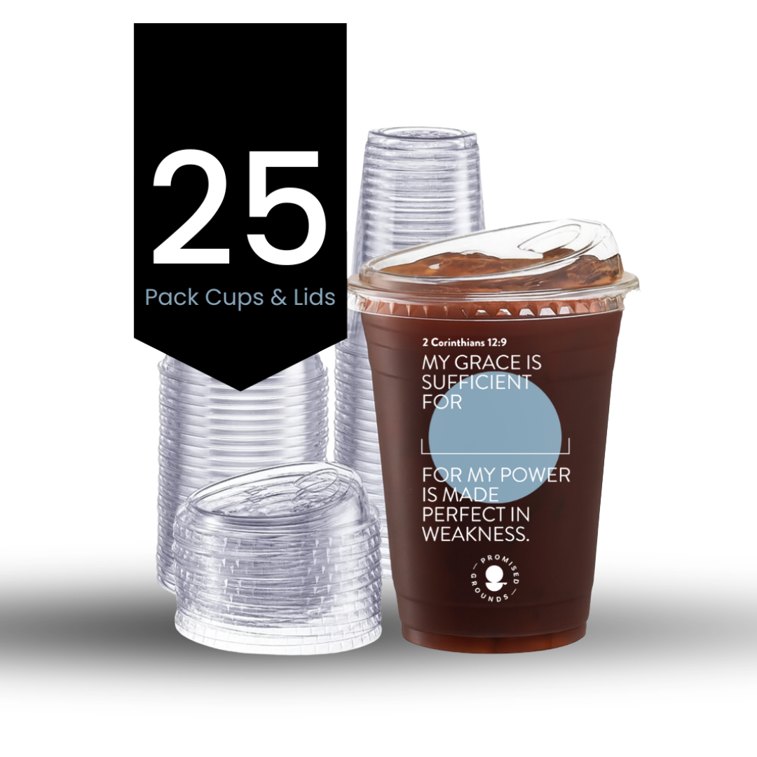 Blue Plastic Scripture Cups & Lids - Promised Grounds