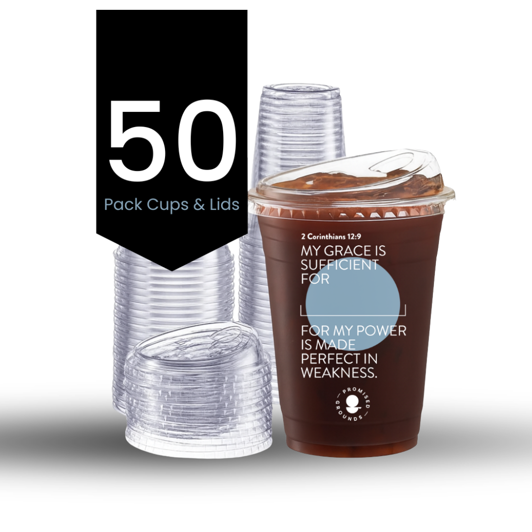 Blue Plastic Scripture Cups & Lids - Promised Grounds