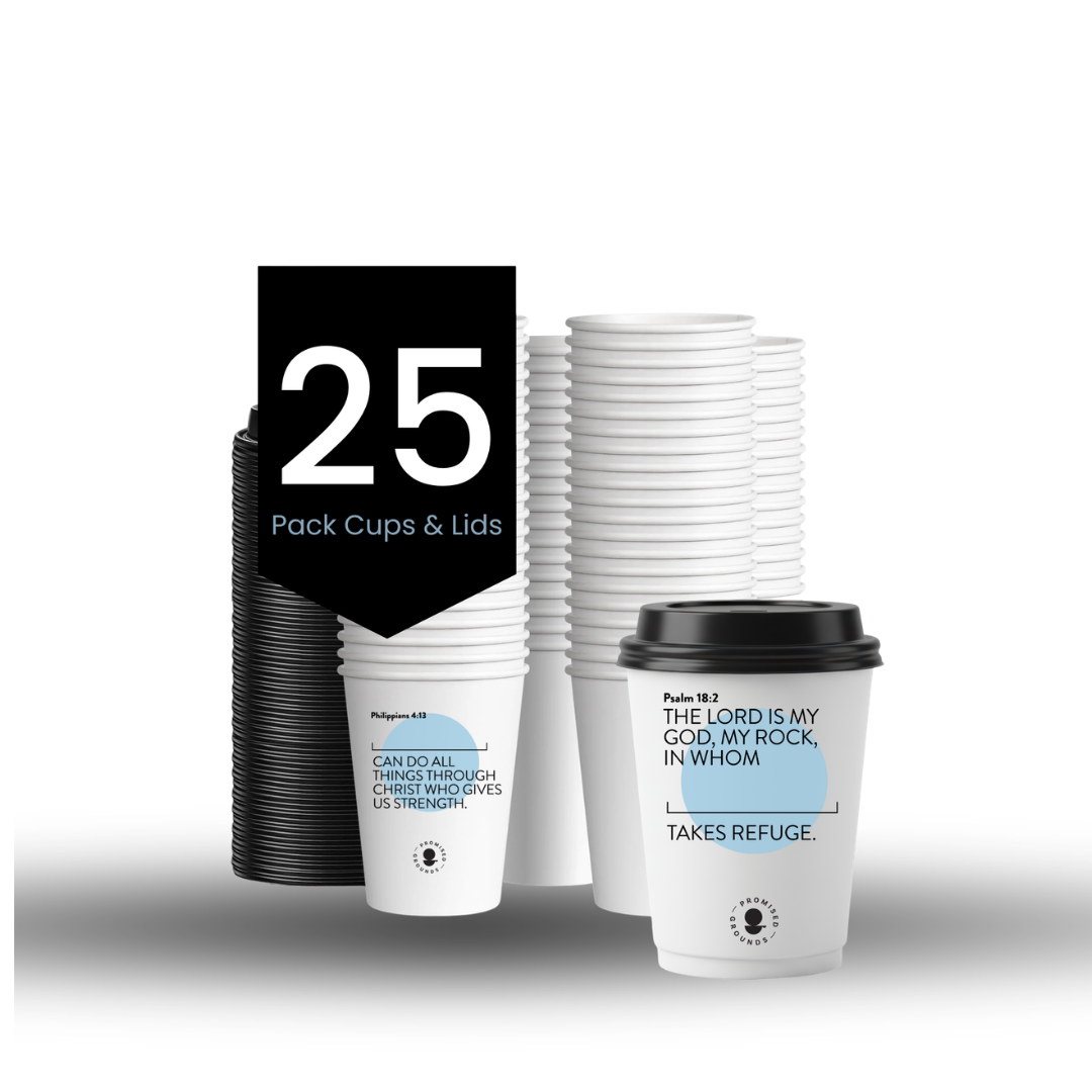 Blue Paper Scripture Cups & Lids - Promised Grounds