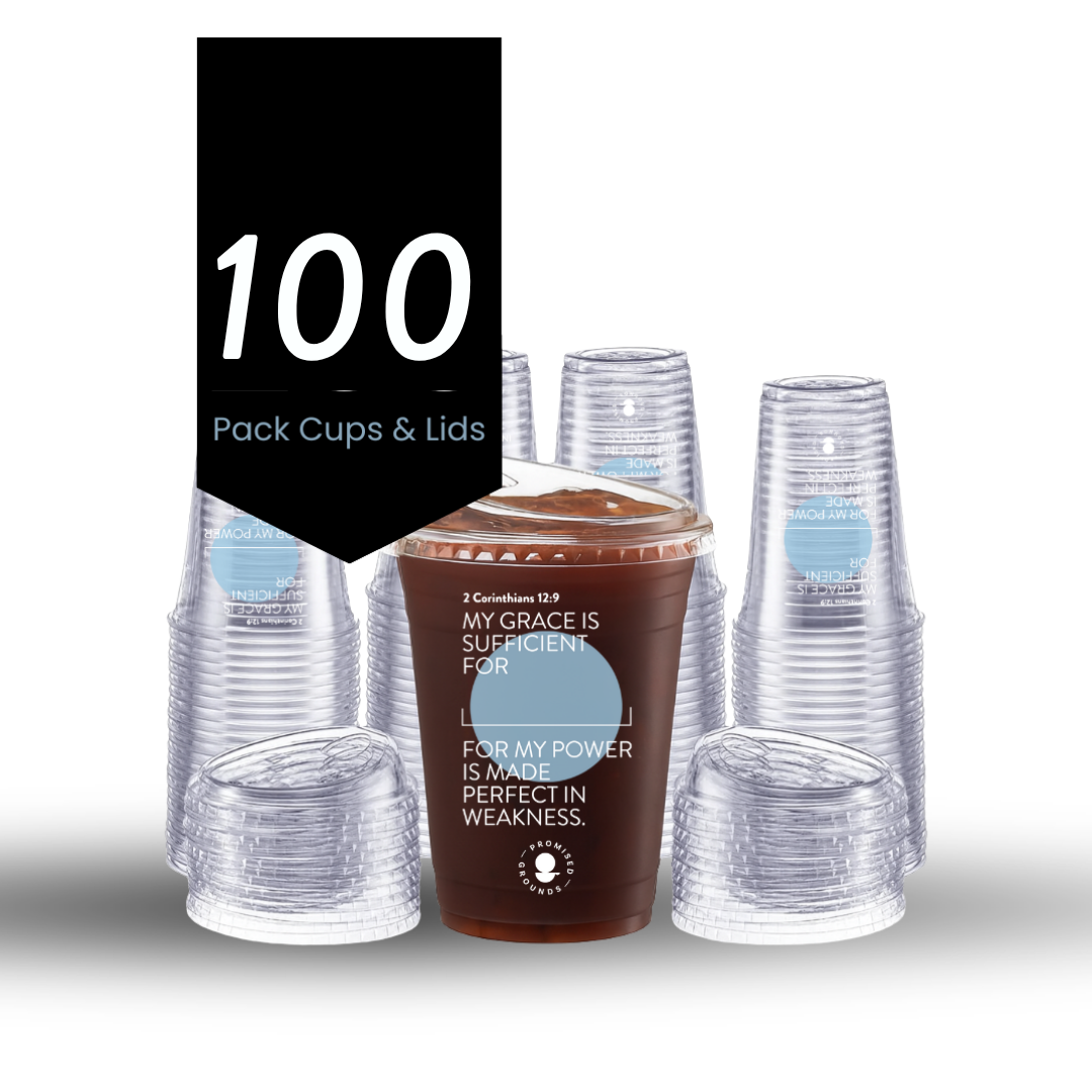 Blue Plastic Scripture Cups & Lids - Promised Grounds