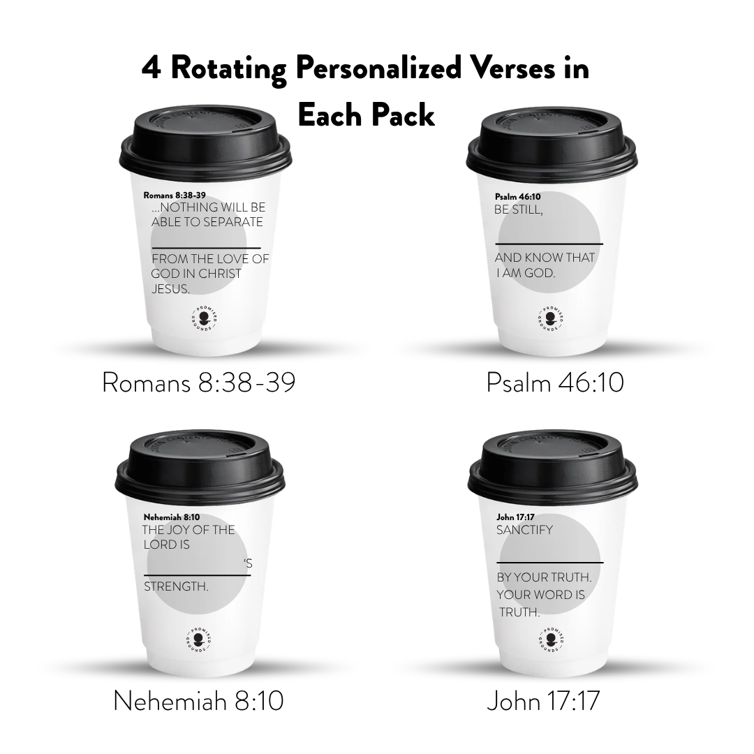 Grey Scripture Hot Coffee Cups 25 Pack