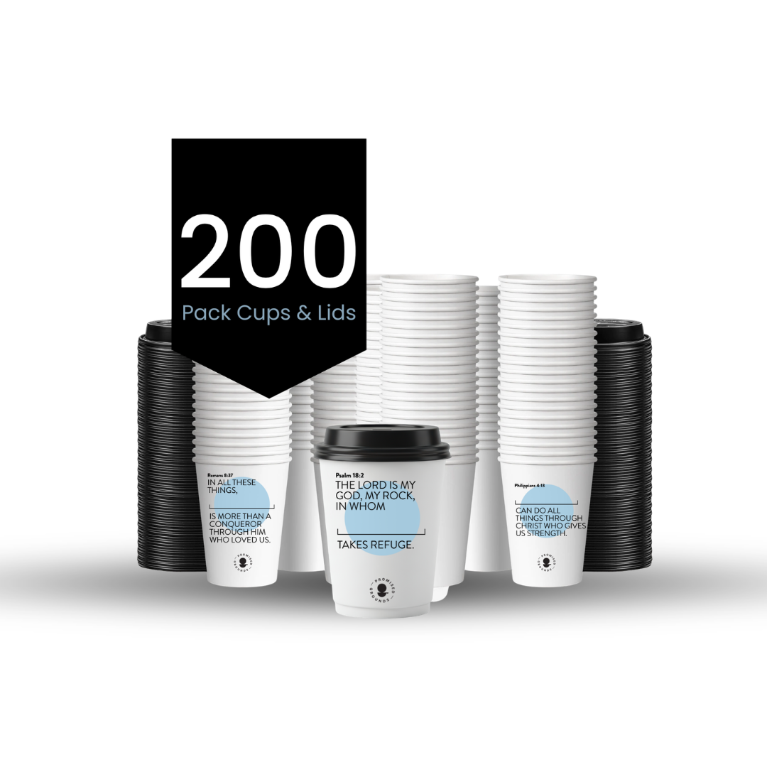 Blue Paper Scripture Cups & Lids - Promised Grounds