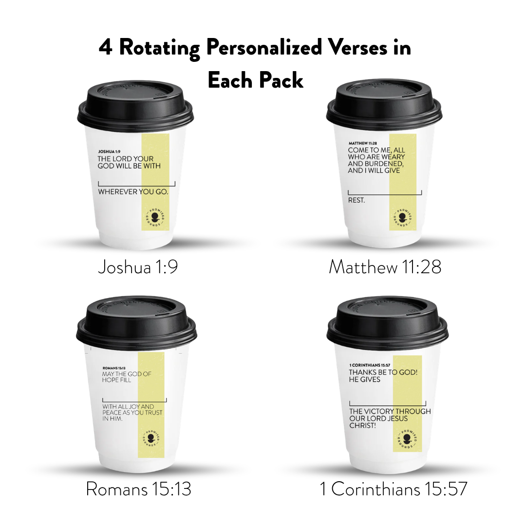 Yellow Paper Scripture Cups & Lids - Promised Grounds