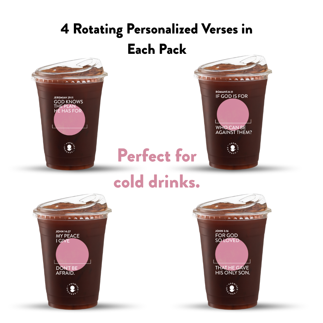 Pink Plastic Scripture Cups & Lids - Promised Grounds