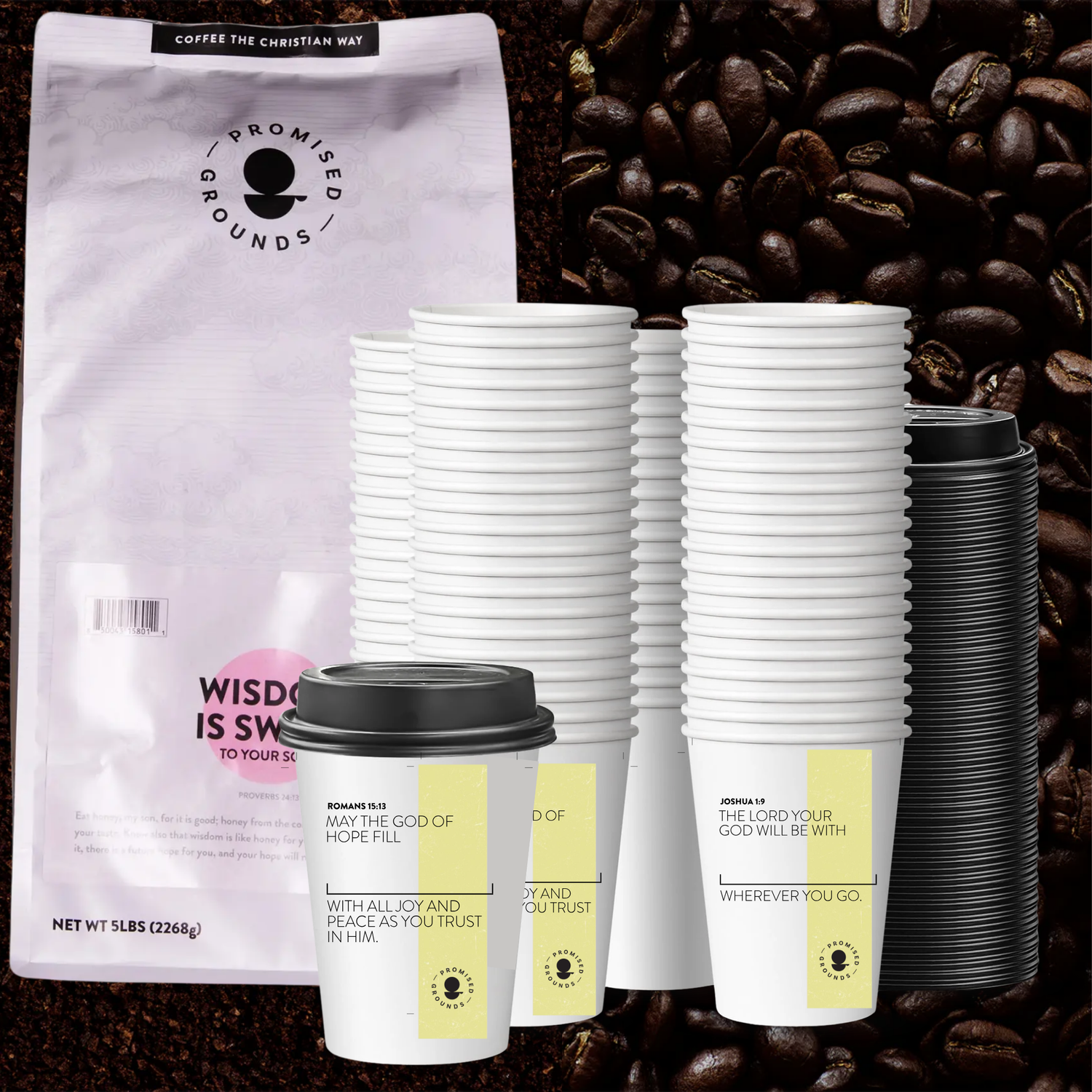 Church Brew Bundle –  Bulk 5lb Coffee & Cups with a Calling (Yellow Paper Cups)